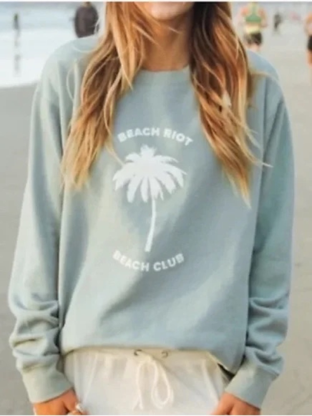 Beach Riot Beach Club Surf Spray Blue Graphic Oversized Crewneck Sweatshirt